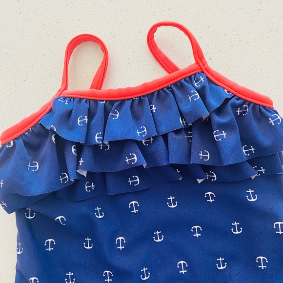 Carter’s Baby Girls Red & Blue Nautical Swimsuit Size 18 Months - Picture 4 of 8